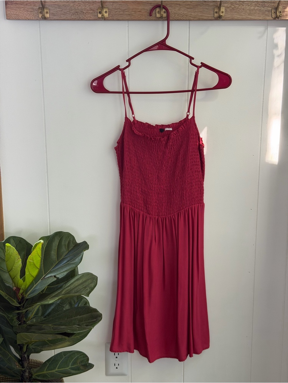 Strappy Red Sundress with Smocked Bodice